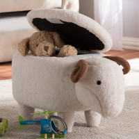 Baxton Studio 8807-Sheep-Otto Pecora Contemporary Wool Upholstered Sheep Storage Ottoman